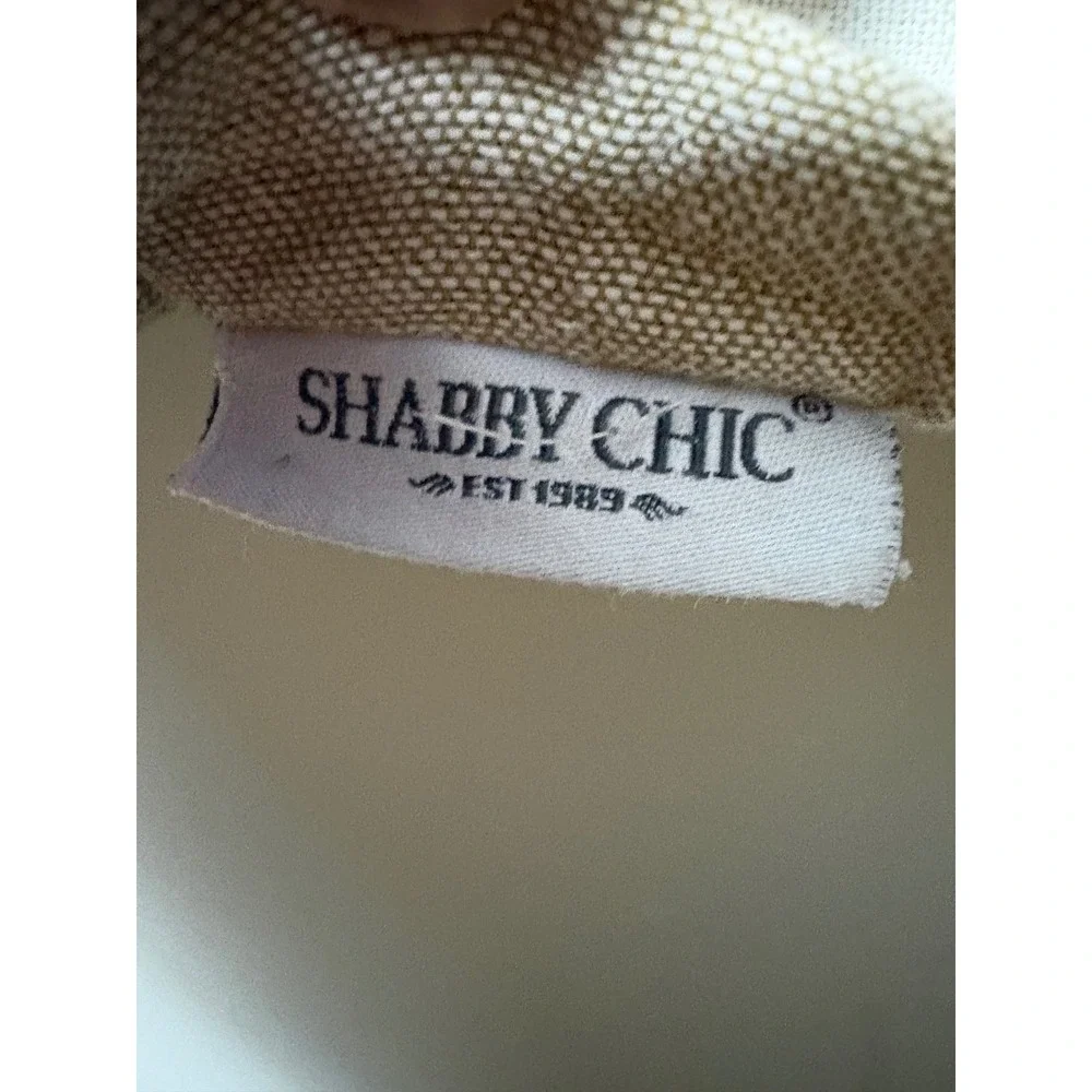 Shabby Chic Floral Embroidered Cotton Pillow Sham Tan Boho Crewel 25x15